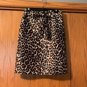 J Crew Animal Print Tie Waist Skirt Size 4
